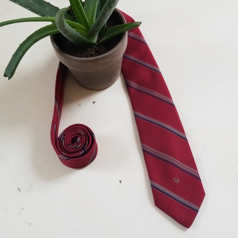 Christian Dior Red Striped Tie